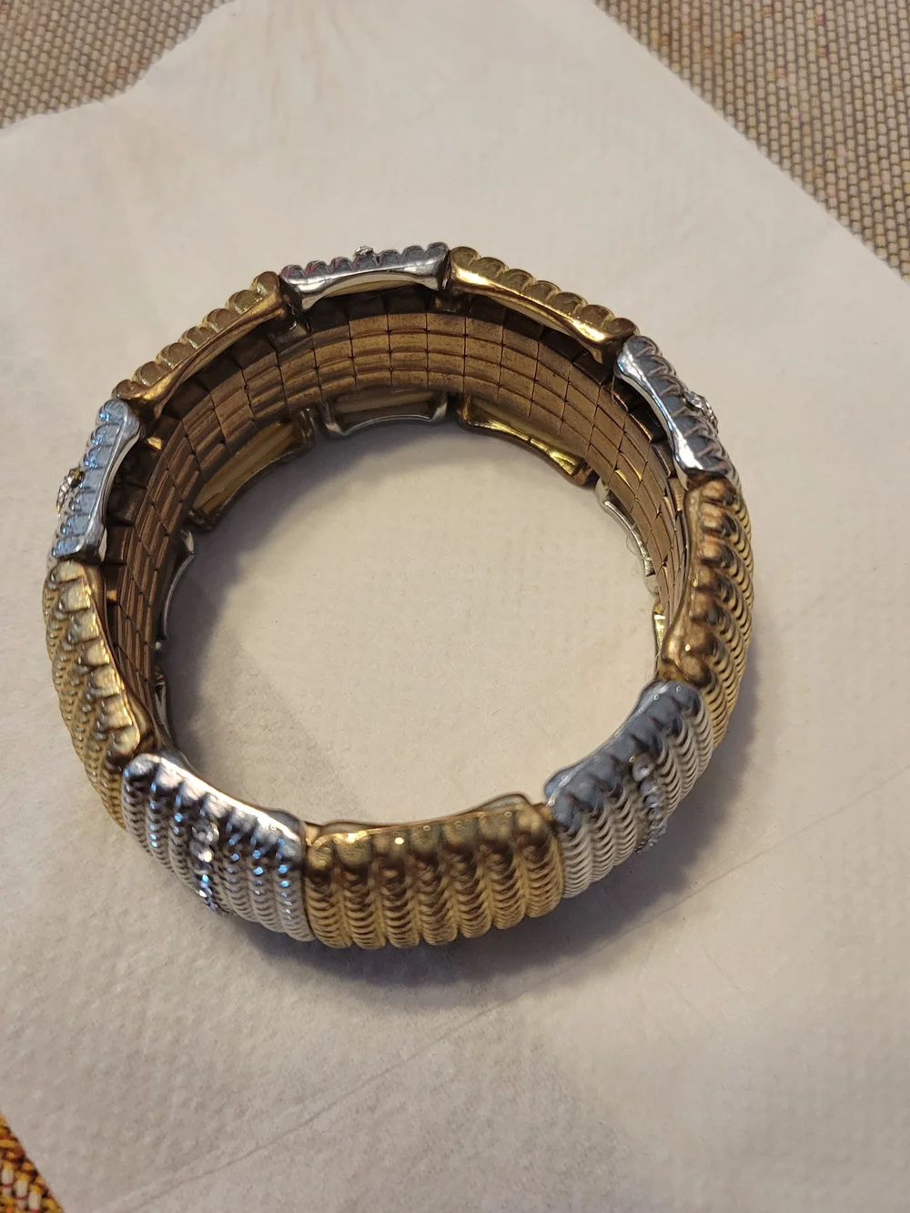 Two-Tone Gold and Silver Stretch Bracelet - Women Jewelry